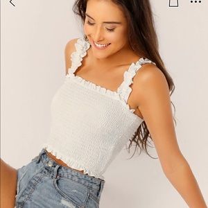 White Ruffle Sleeve Top